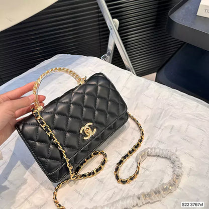 Luxe Quilted Flap Bag with Clear Resin Handle