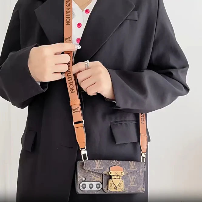 Luxury LOCK CARD BAG CROSSBODY CHAIN SAMSUNG Z FOLD CASE Roxy New