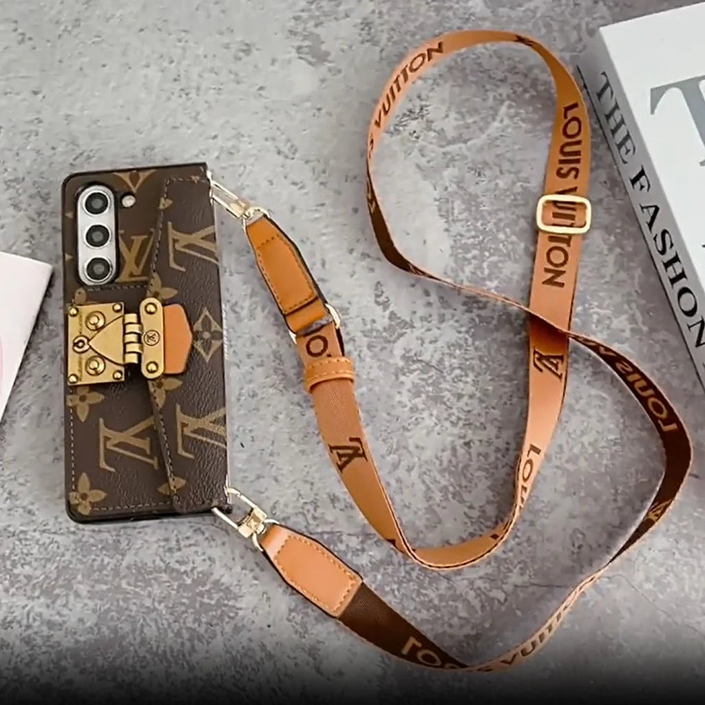 Luxury LOCK CARD BAG CROSSBODY CHAIN SAMSUNG Z FOLD CASE Roxy New