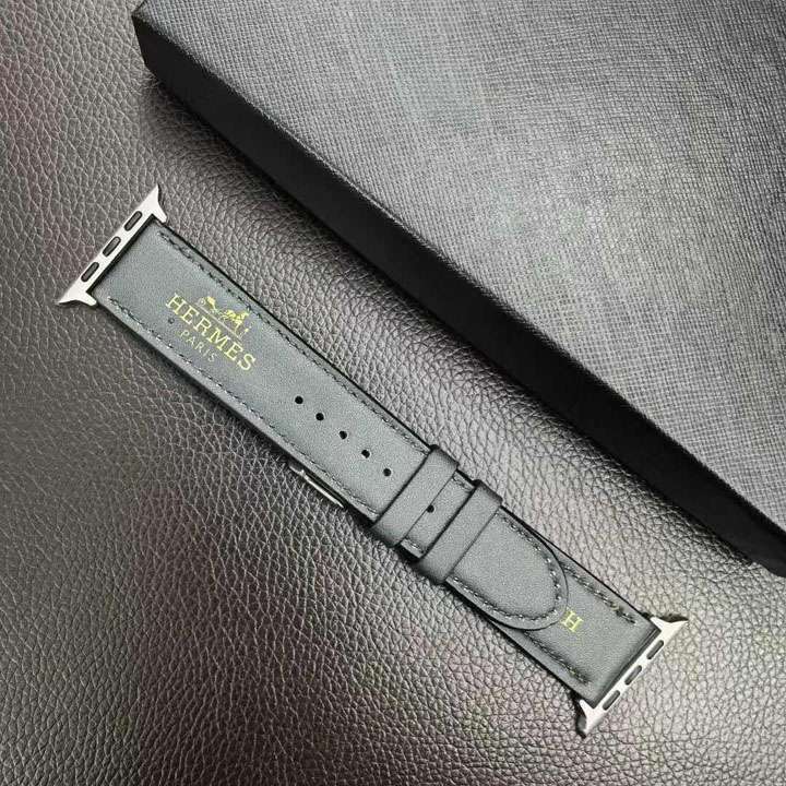 Apple Watch strap in glossy Hermes leather