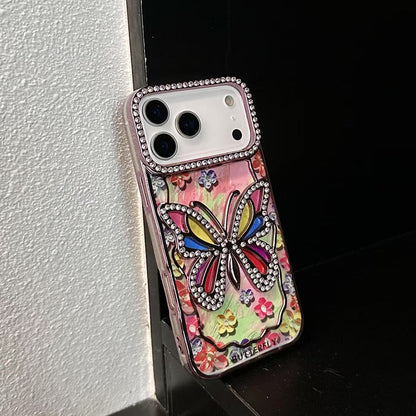 3D Rhinestone Butterfly Case – Sparkling Floral Bling Cover for iPhone
