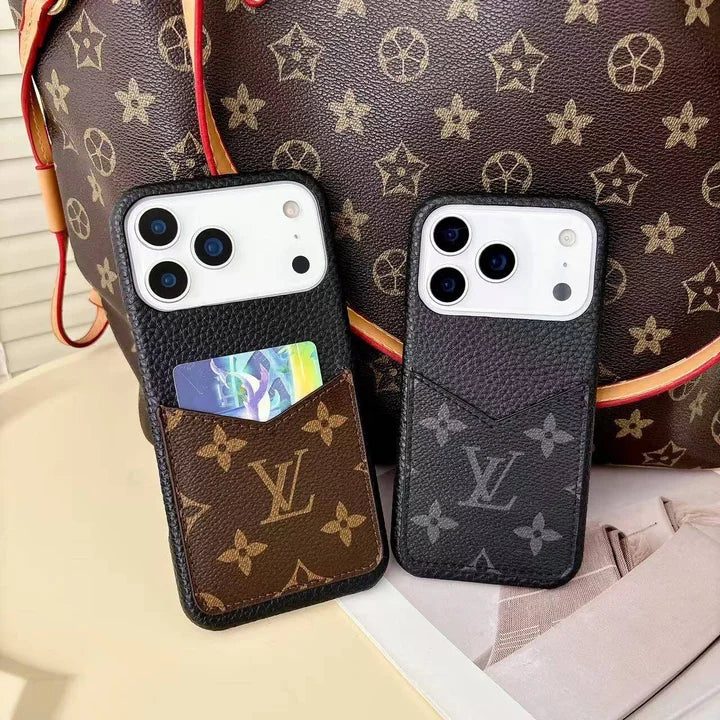Louis Vuitton Monogram Leather Phone Case with Card Slot Case for iPhone 17/ 16/ 15/ 14