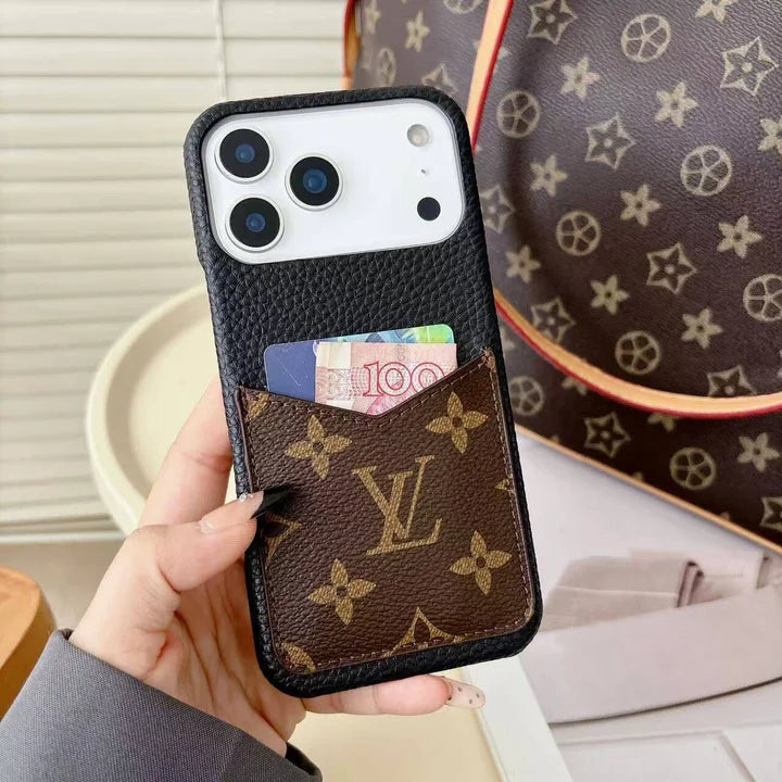 Louis Vuitton Monogram Leather Phone Case with Card Slot Case for iPhone 17/ 16/ 15/ 14