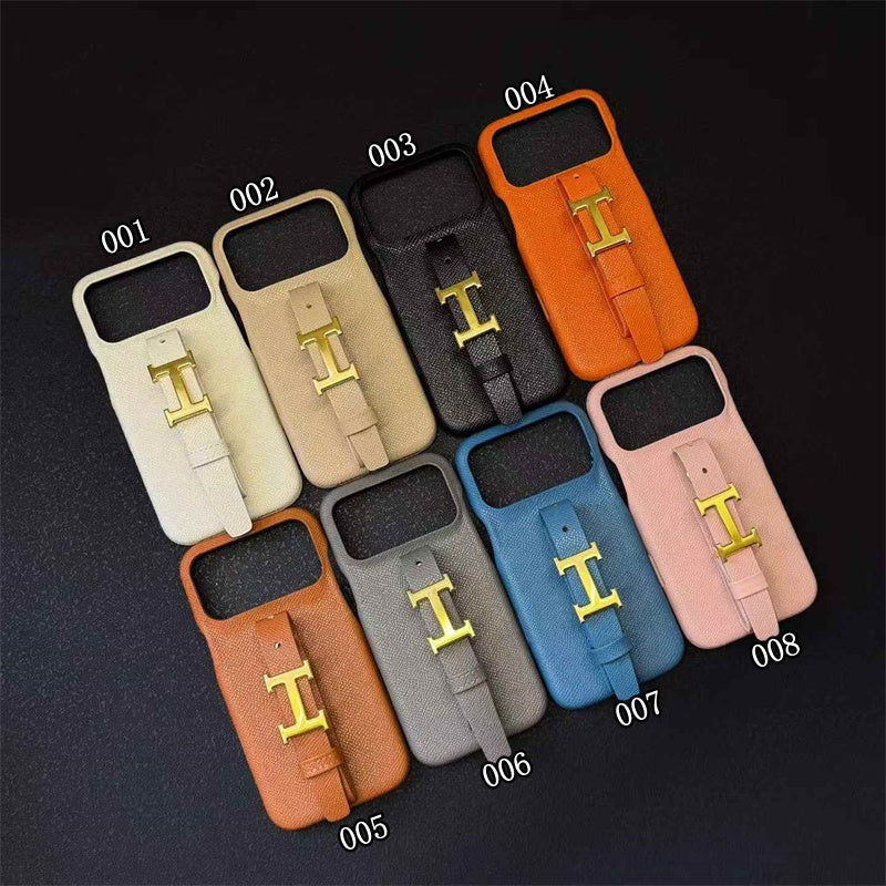 HRM Grain Leather Case with Gold H Buckle Strap