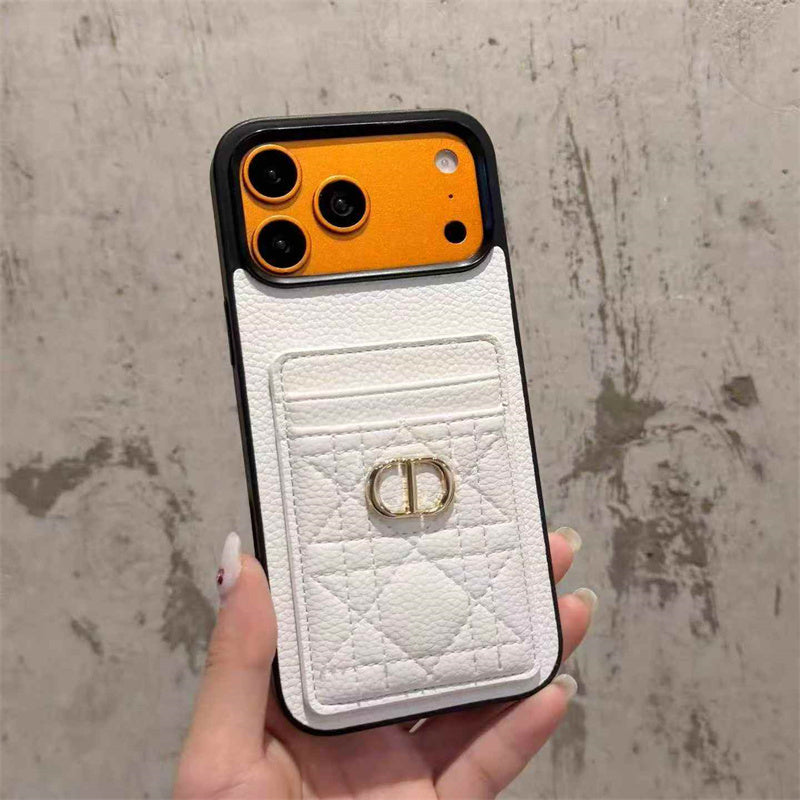 Luxury Quilted Leather Card Holder Case for iPhone 12-18