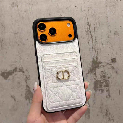 Luxury Quilted Leather Card Holder Case for iPhone 12-18