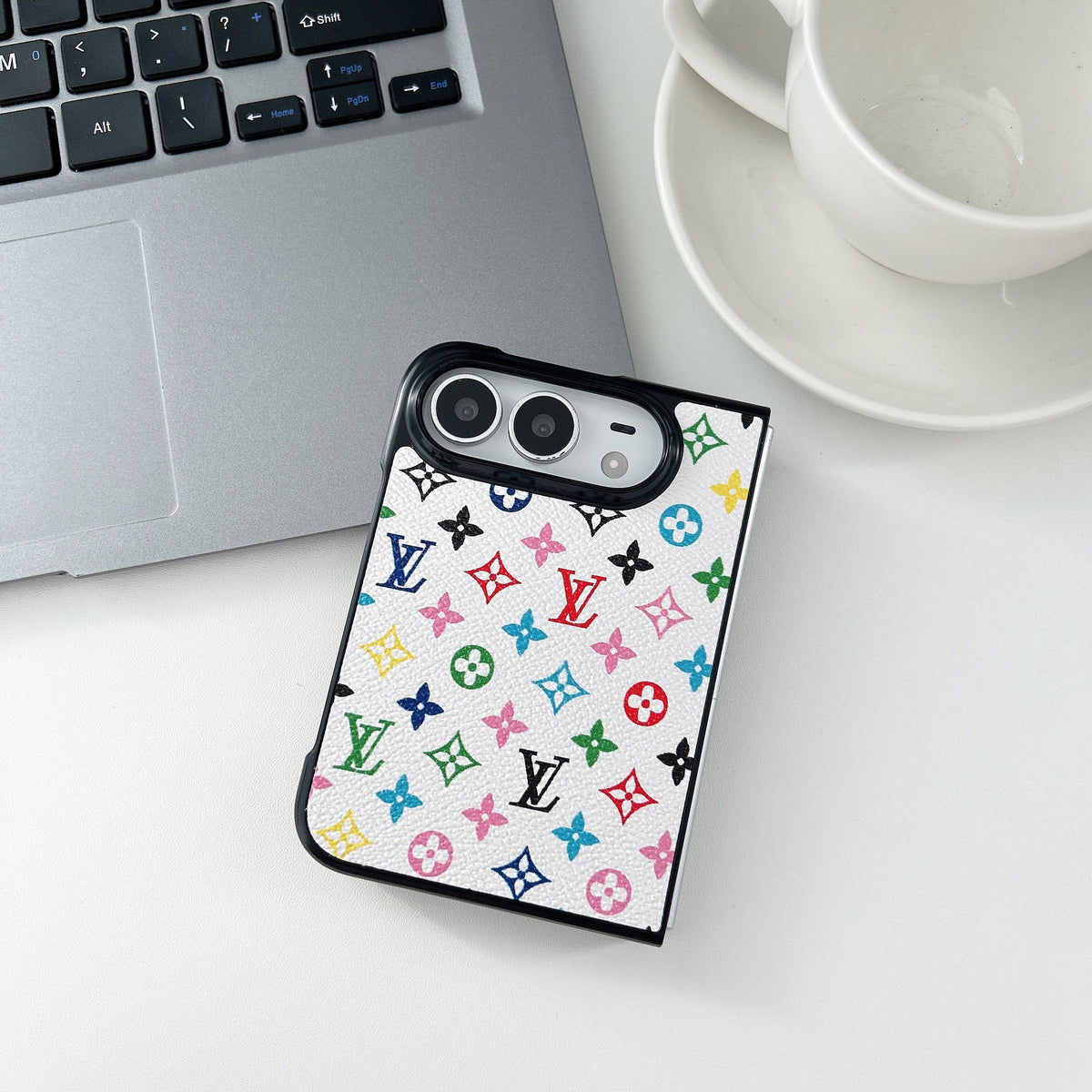 Luxury Lv Classic Leather Monogram Case for iPhone Duo