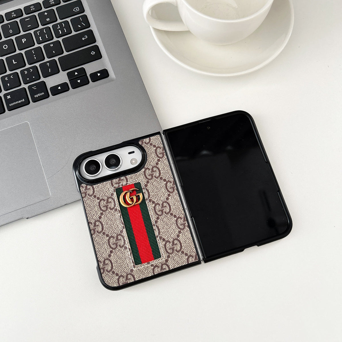 Classic Luxury GG Monogram Canvas Case for iPhone Duo