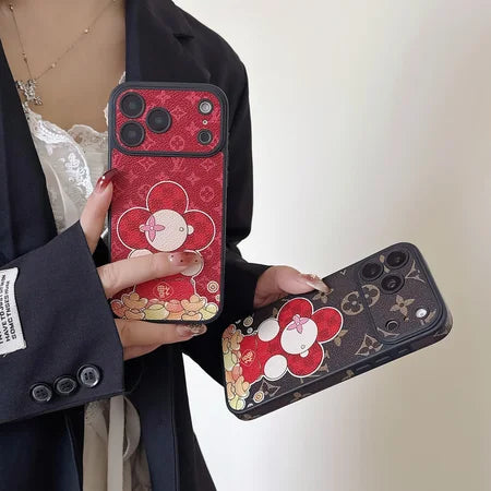 Luxury Monogram Floral Mascot Phone Case for iPhone 13-17