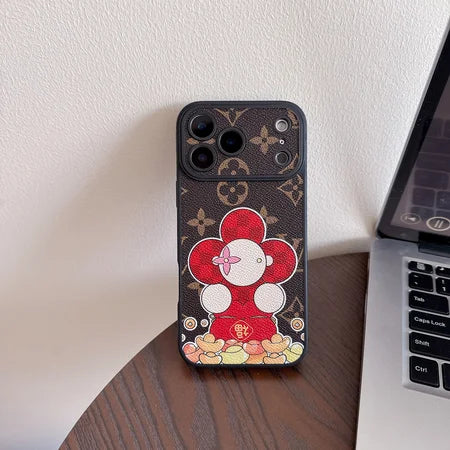 Luxury Monogram Floral Mascot Phone Case for iPhone 13-17