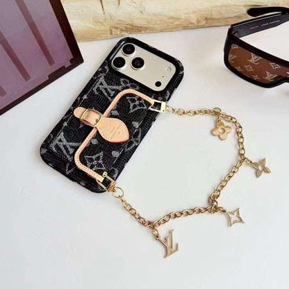 LV Monogram Luxury Case With Chain for iPhone 12-18 Pro & Pro Max