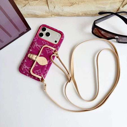 Luxury LV Monogram Case With Strap for iPhone 12-18 Pro & Pro Max