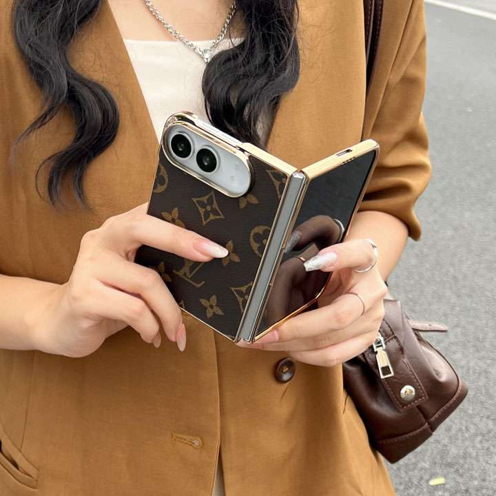 Premium Monogram Leather Folding Case with Gold Trim for iPhone Duo