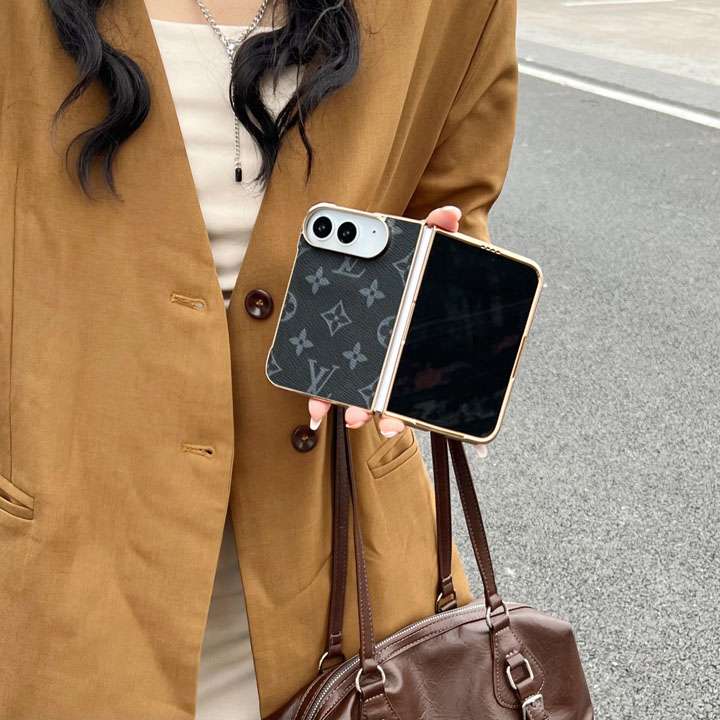 Premium Monogram Leather Folding Case with Gold Trim for iPhone Duo