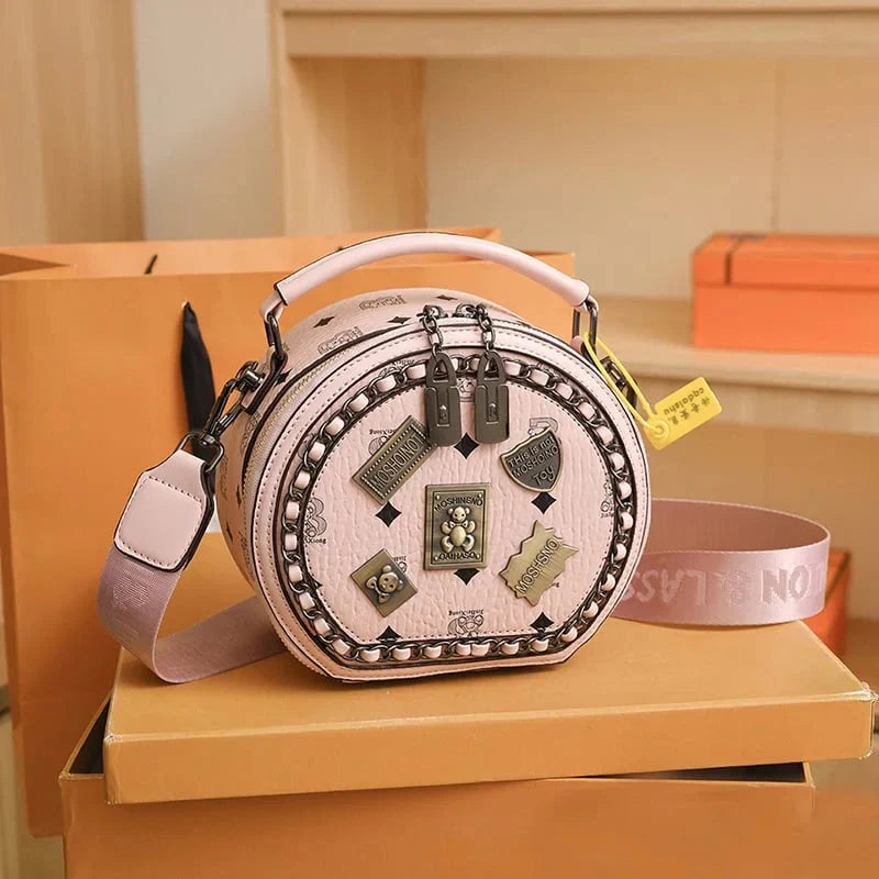 Purse Fashion Retro Bear Badge Print Leather Roxy New