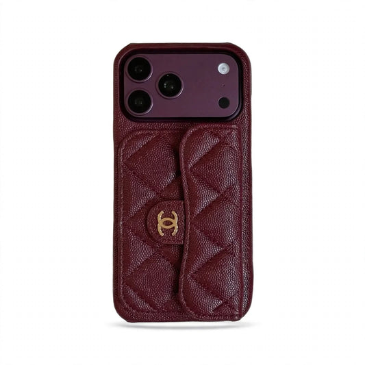Burgundy Leather Crossbody Wallet Case for iPhone 13-18 Pro & Pro Max