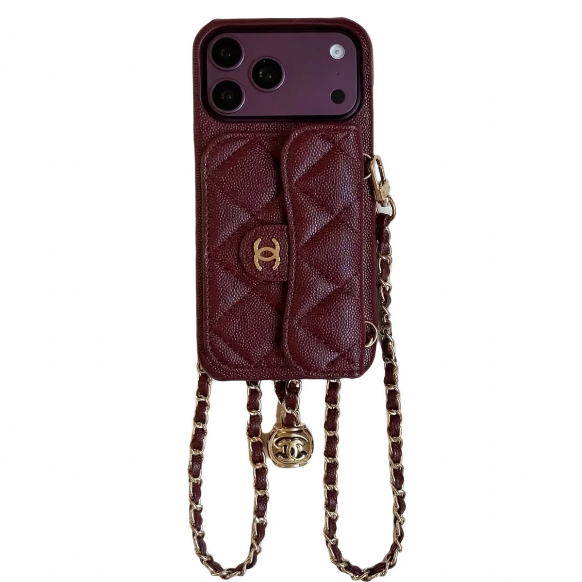 burgundy Leather Crossbody Wallet Case for iPhone 13-18 Pro & Pro Max
