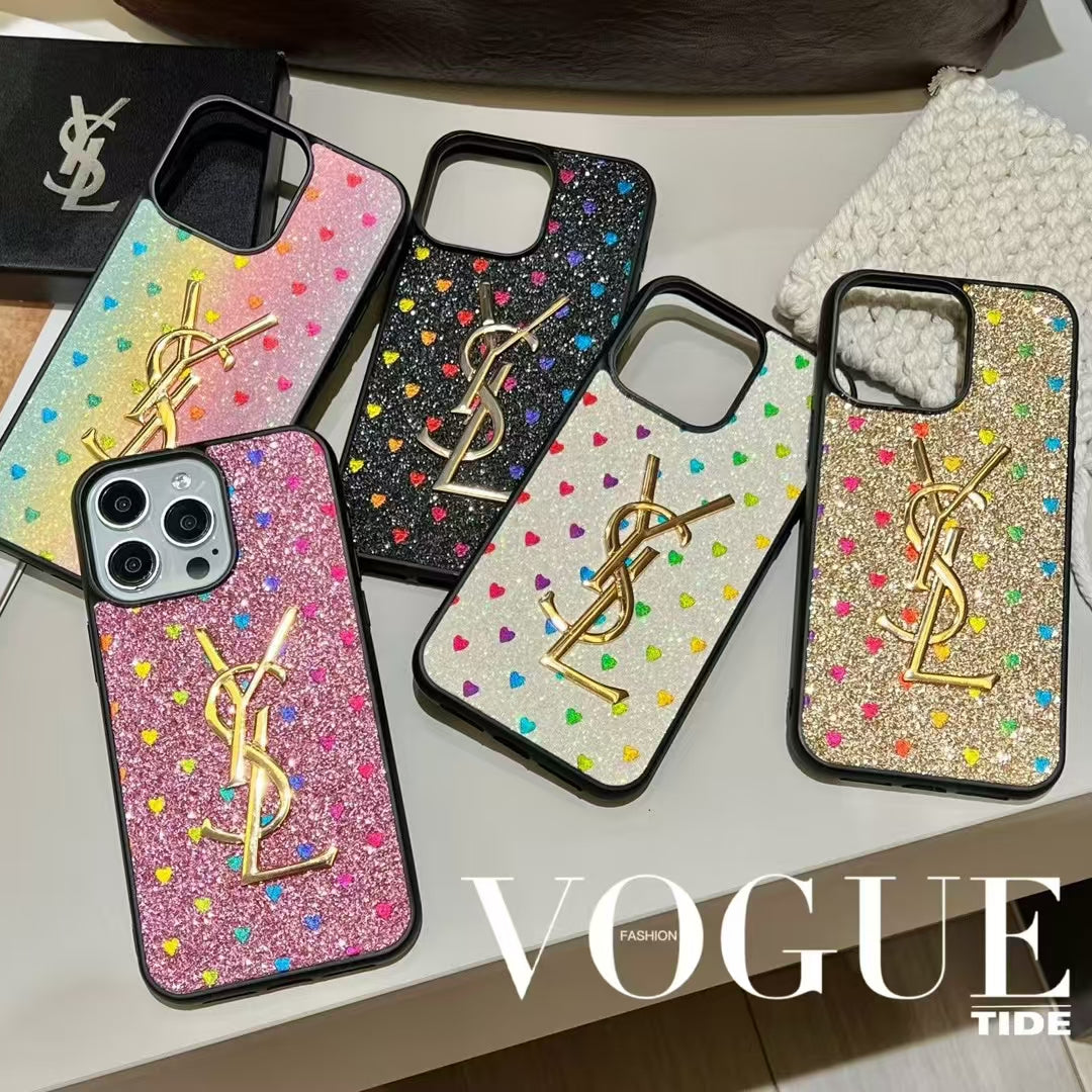 YSL Electroplated Monogram Label Shiny Apple iPhone Case theroxymob