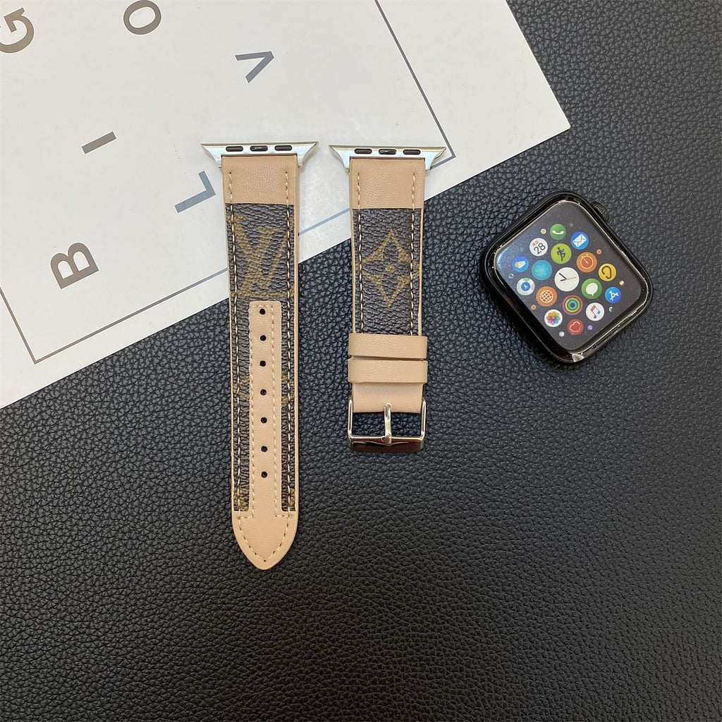 APPLE WATCH GENUINE LEATHER STRAP STITCHING MONOGRAM LEATHER Roxy New 2