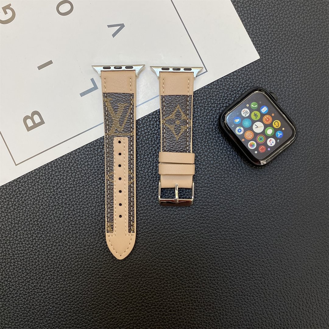 APPLE WATCH GENUINE LEATHER STRAP STITCHING MONOGRAM LEATHER Roxy New 2
