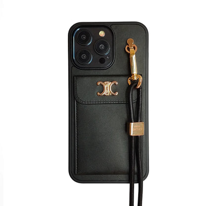 Classic Celine iPhone Case Single Crossbody Black for iPhone 12-18 Pro & Pro Max