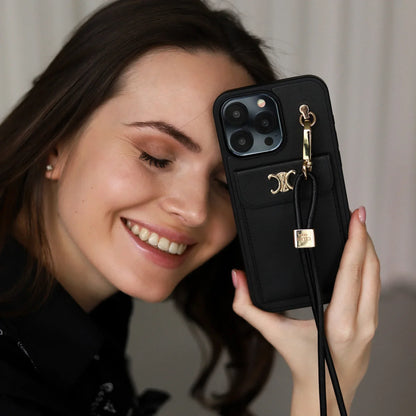 Classic Celine iPhone Case Single Crossbody Black for iPhone 12-18 Pro & Pro Max