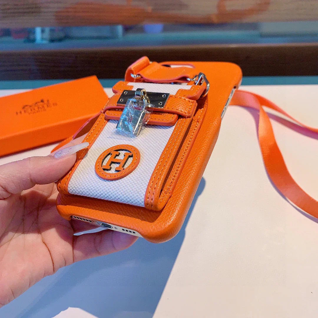 Hermes Luxury Leather Phone Case For iPhone 13-17