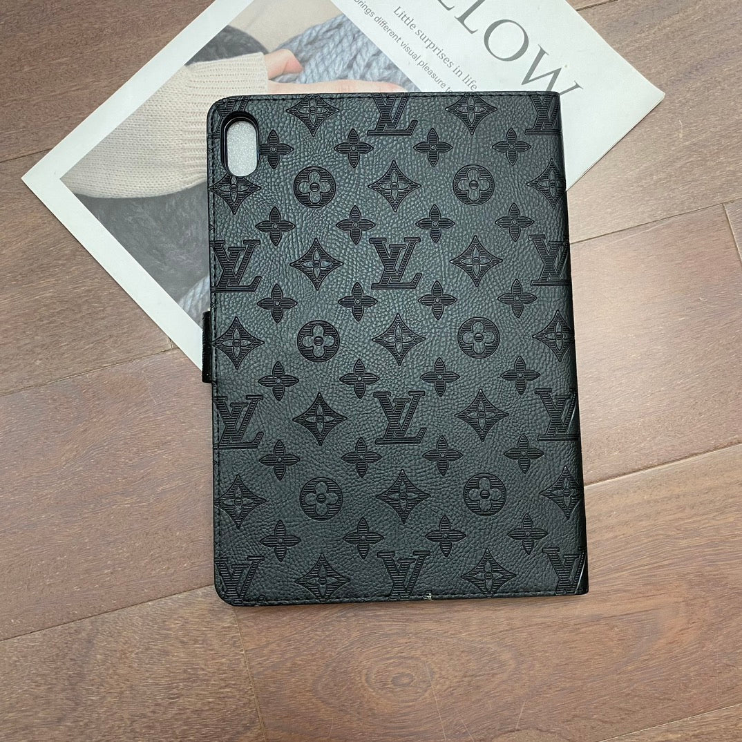 3D Embossed Canvas Monogram Holster Apple iPad Flip Cover With Stand Function theroxymob