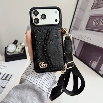 GG Classic Monogram Leather Card Case for iPhone 12-18 Pro & Pro Max