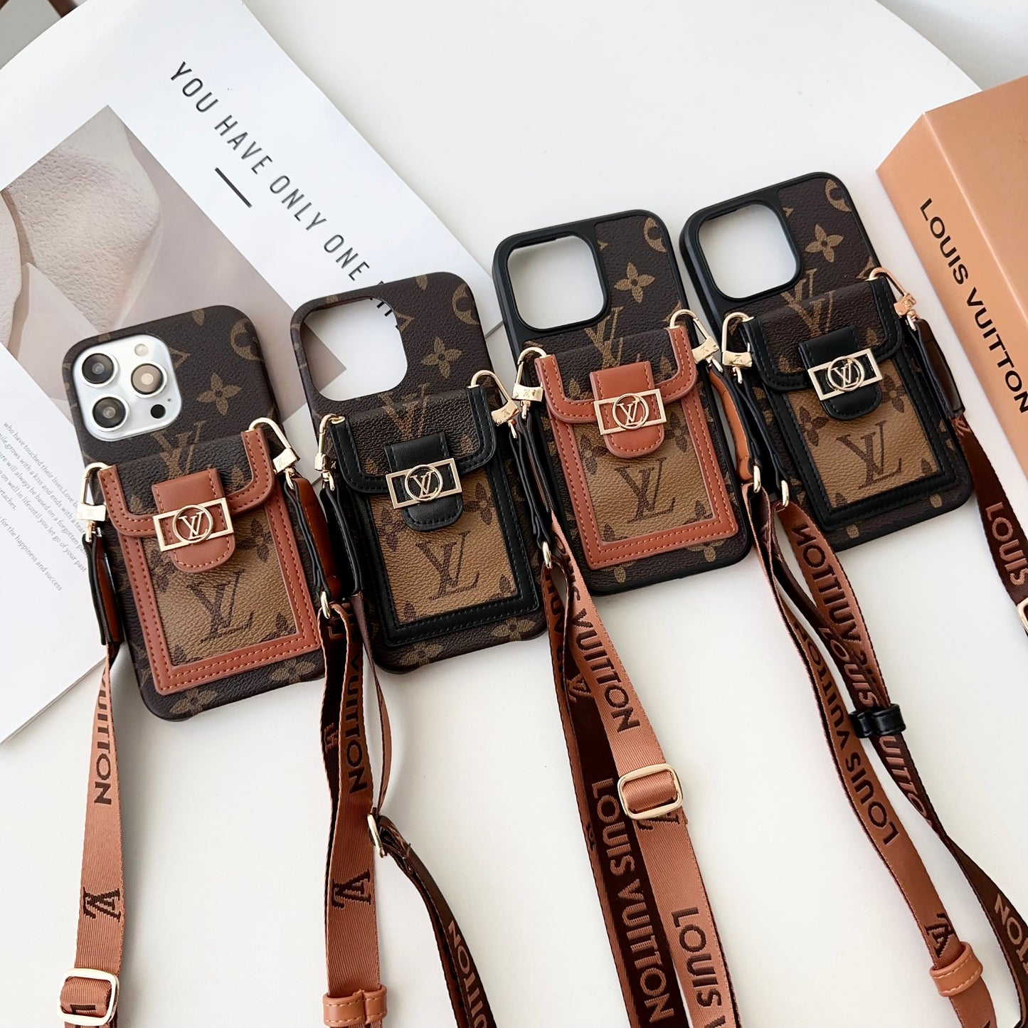 Luxury DAUPHINE LEATHER MONOGRAM CROSSBODY IPHONE CASE theroxymob