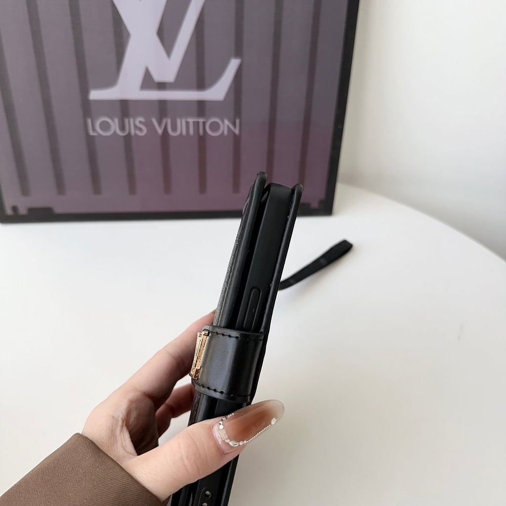 Premium Genuine Leather Monogram Canvas Wallet Card Holder iPhone Case Roxy New 2