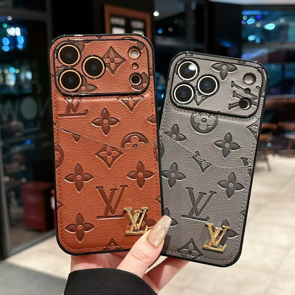 Lv Luxury Phone Case With Card Holder For iPhone 17/ 16 / 15 / 14