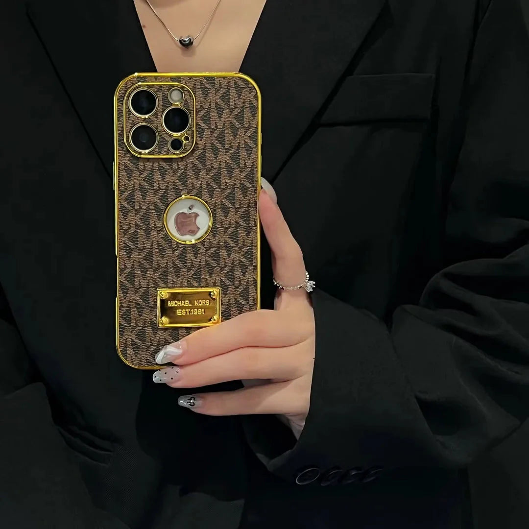 Gold Monogram Signature Canvas Leather Apple iPhone Case Roxy New 2