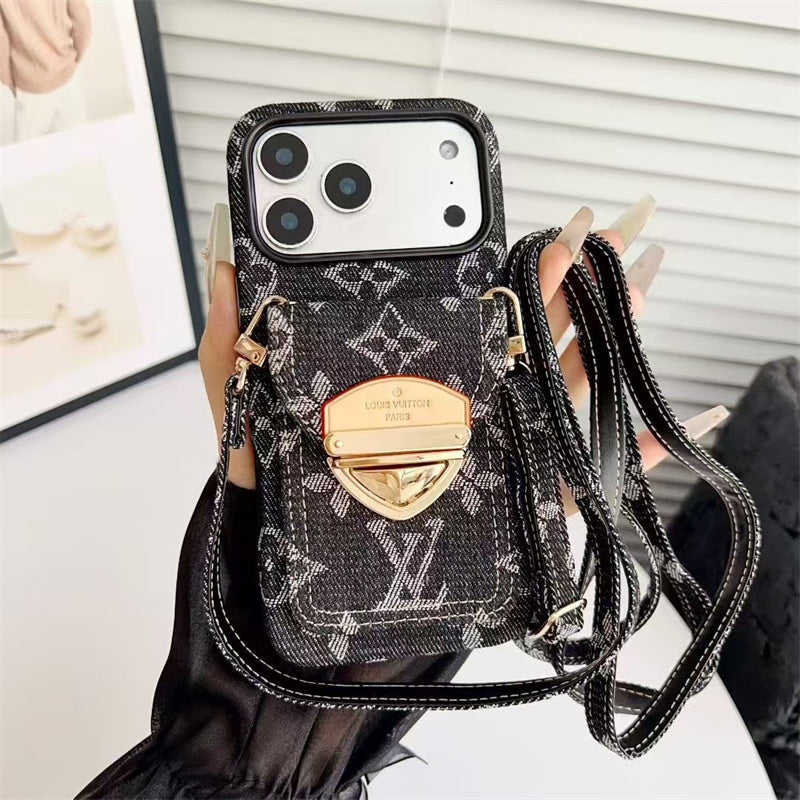 LV Luxury Phone Case with Strape For iPhone 13-17 Series