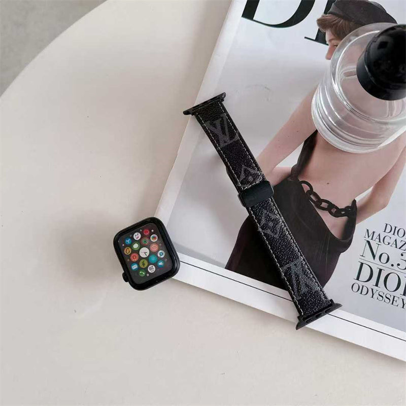 PINK LEATHER CANVAS LUXURY APPLE WATCH STRAP