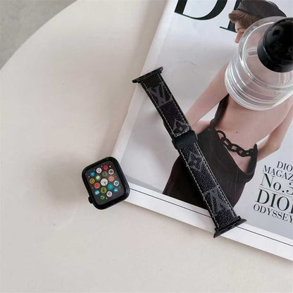 PINK LEATHER CANVAS LUXURY APPLE WATCH STRAP