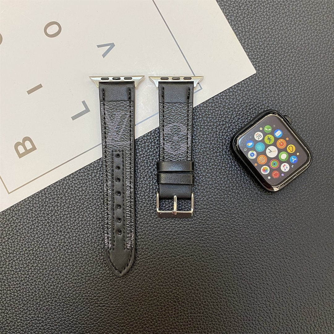 APPLE WATCH GENUINE LEATHER STRAP STITCHING MONOGRAM LEATHER Roxy New 2