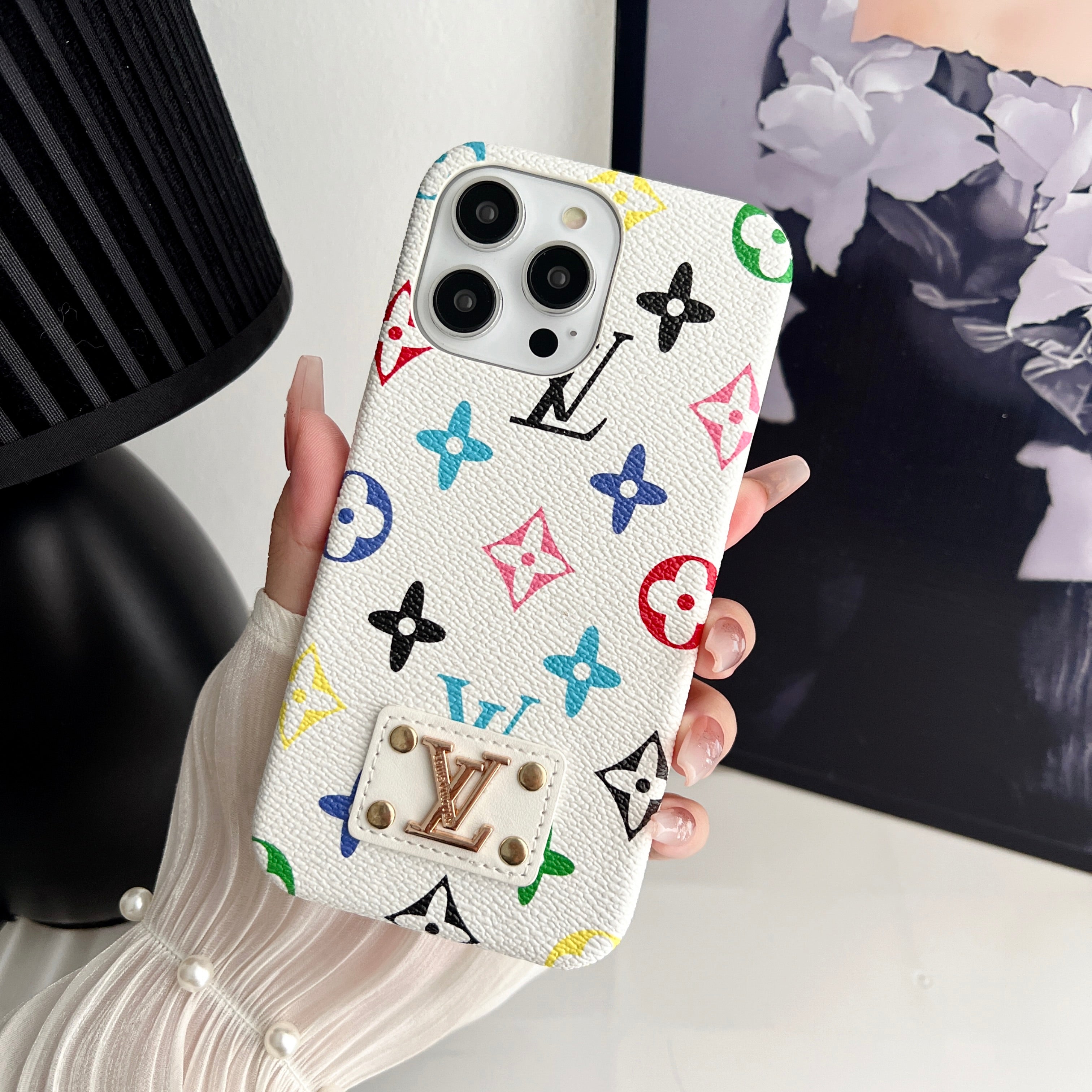 MONOGRAM LEATHER PC HARD BACK CASE FOR IPHONE Roxy New 2