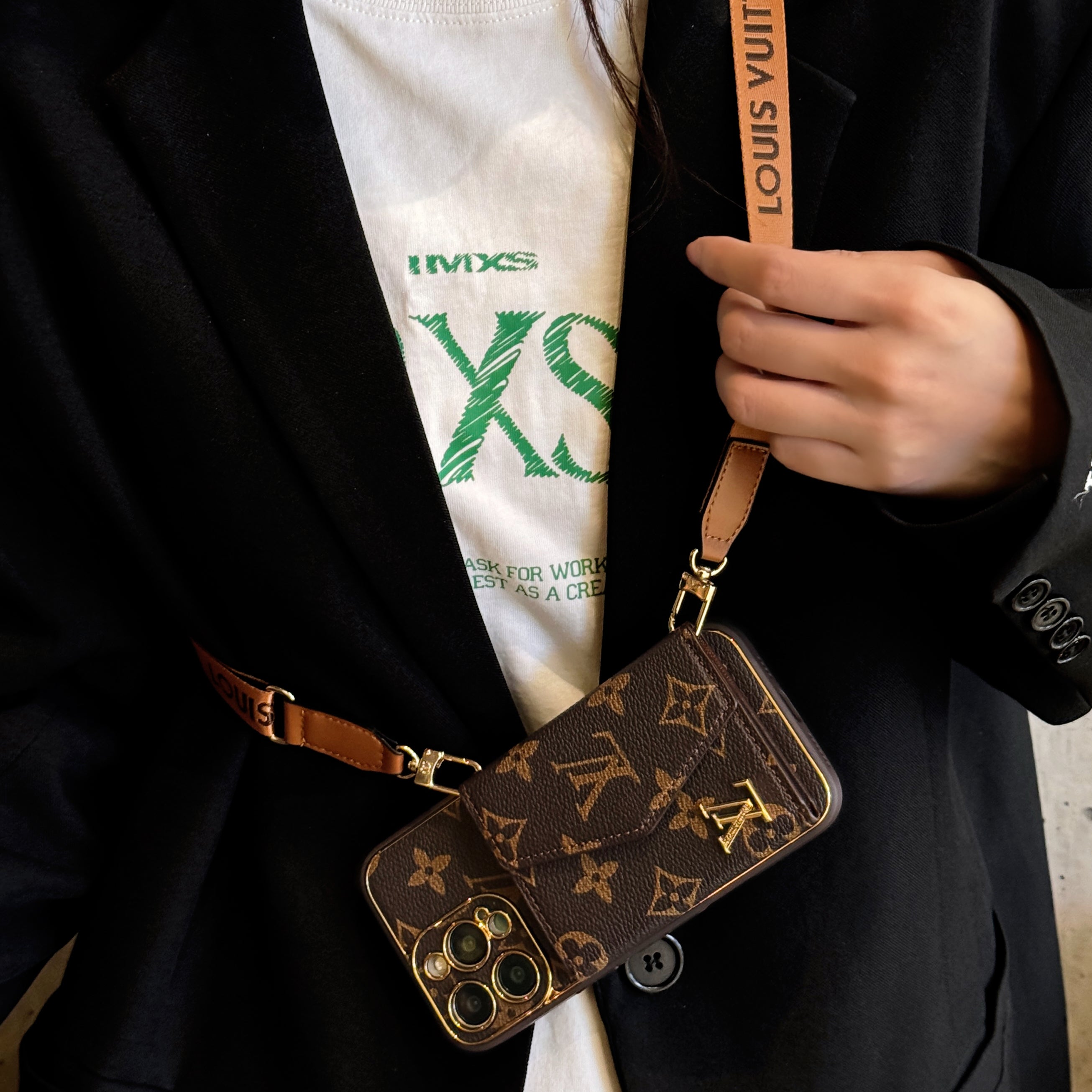 Luxury Monogram Canvas Leather Card Holder iPhone Case Roxy New 2