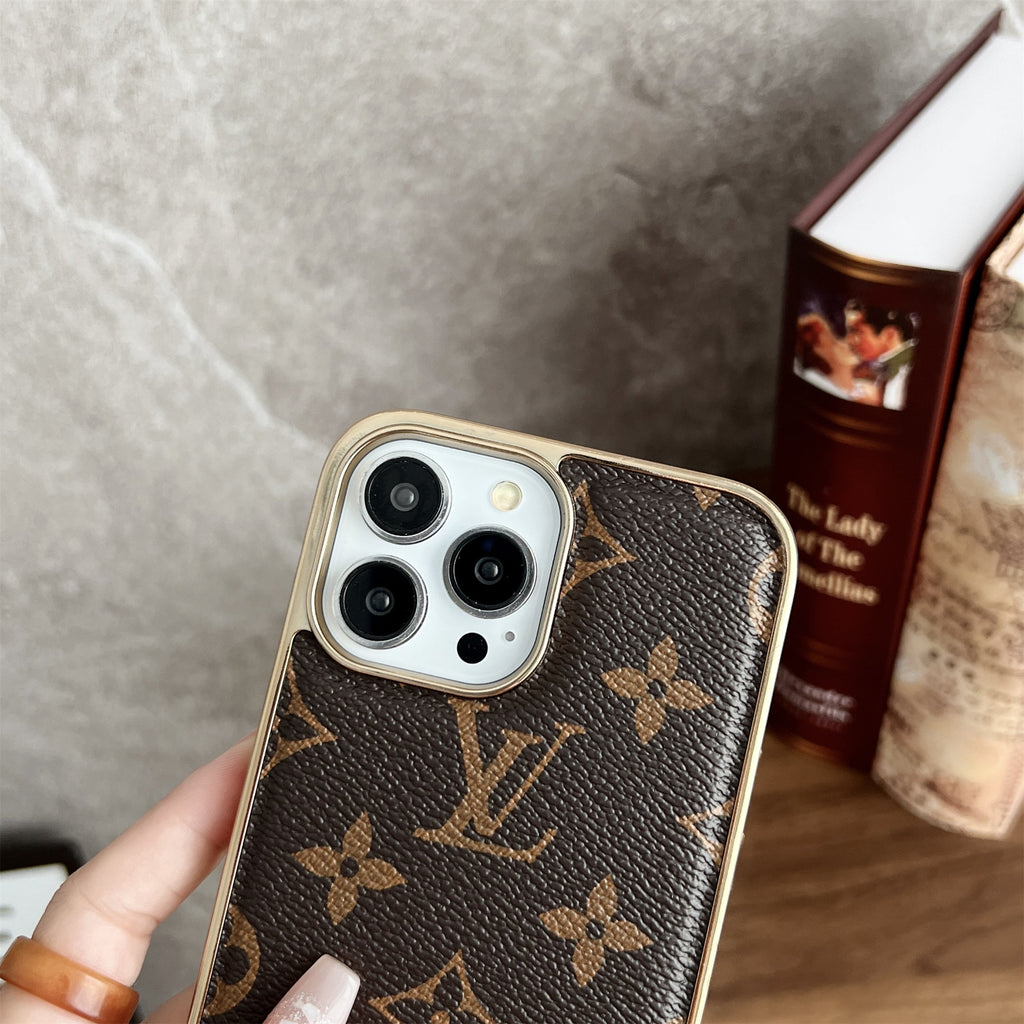 MONOGRAM CANVAS LEATHER PREMIUM ELECTROPLATING FOR IPHONE Roxy New 2