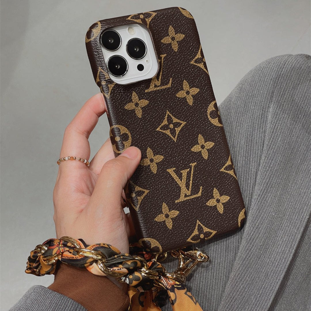 LUXURY CANVAS APPLE IPHONE CASE DETACHABLE SILK SCARF WRISTBAND Roxy New 2