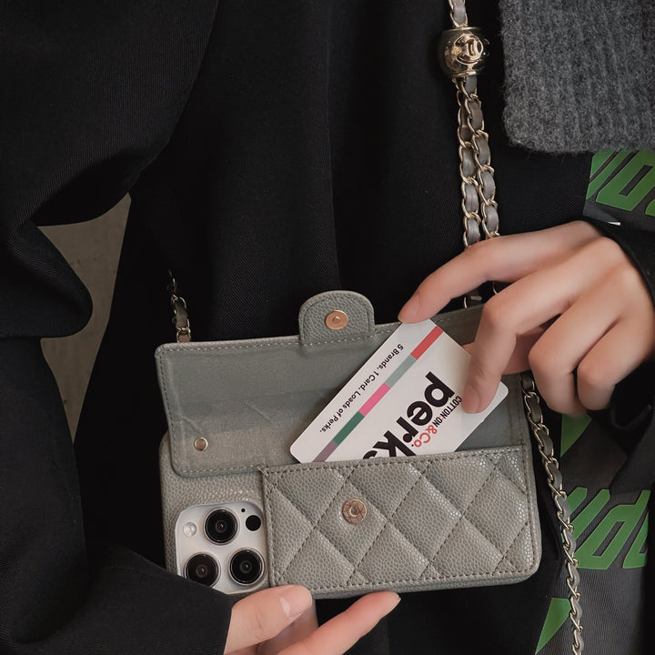 Chanel Genuine Leather Wallet Leather Crossbody Bag Apple iPhone Case Roxy New 2