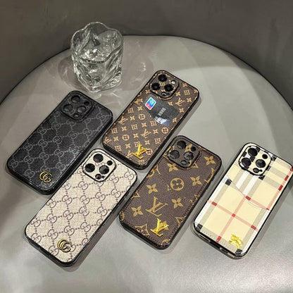 CLASSIC CANVAS LEATHER MONOGRAM BACK CARD APPLE PHONE CASE Roxy New 2