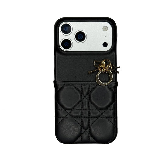 Dior Cannage Quilted Leather Charm Case for iPhone 12-18 Series