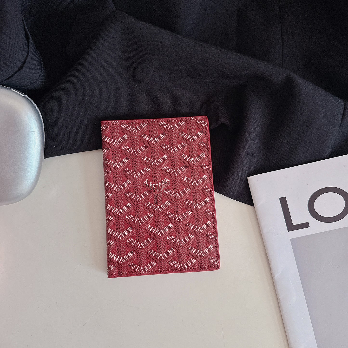 Elegant Goyardine Canvas Passport & Card Covers