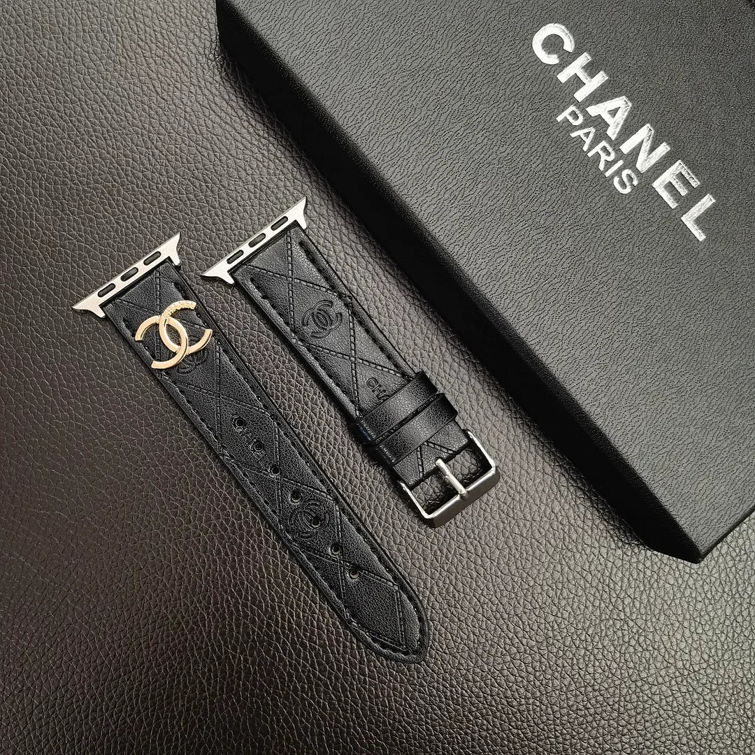 Luxury Gold Monogram 3D Embossed Leather Apple Watch Strap Roxy New