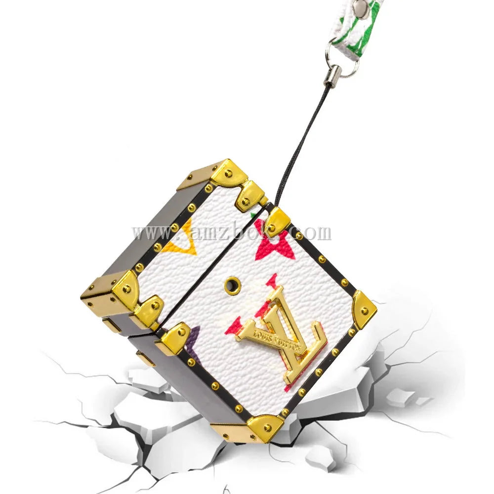 LUXURY 3D SQUARE APPLE AIRPODS LEATHER CASE Roxy New