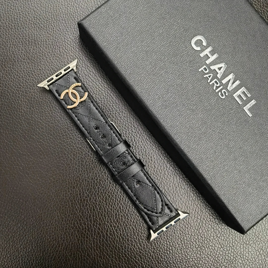 Luxury Gold Monogram 3D Embossed Leather Apple Watch Strap Roxy New