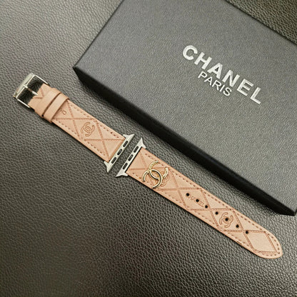 Luxury Gold Monogram 3D Embossed Leather Apple Watch Strap Roxy New