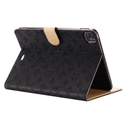 3D Embossed Canvas Monogram Holster Apple iPad Flip Cover With Stand Function theroxymob